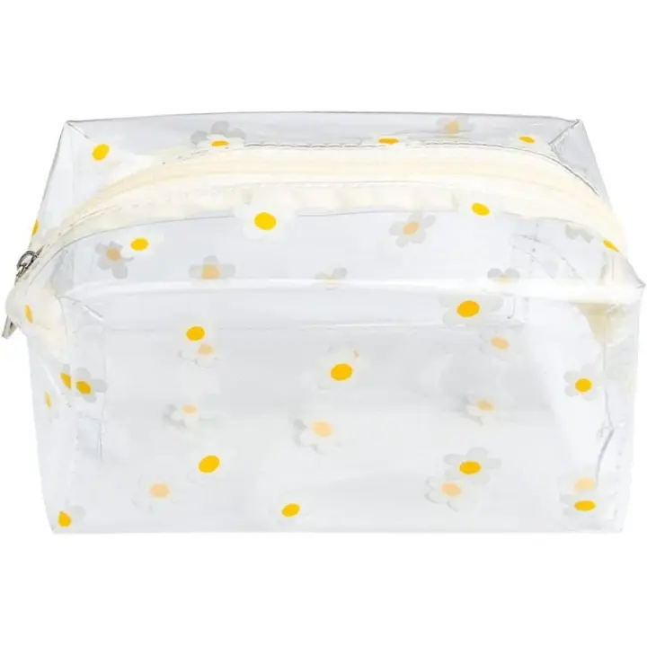 Bolsas de cosméticos transparentes, estuche de PVC para lápices, bolsas de maquillaje de frutas transparentes, linda bolsa de viaje para cosméticos para mujeres y niñas (Margarita) - 1