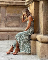 Vestido estampado de alta gama, estilo puro lujuria, falda con tirantes florales retro - details 20