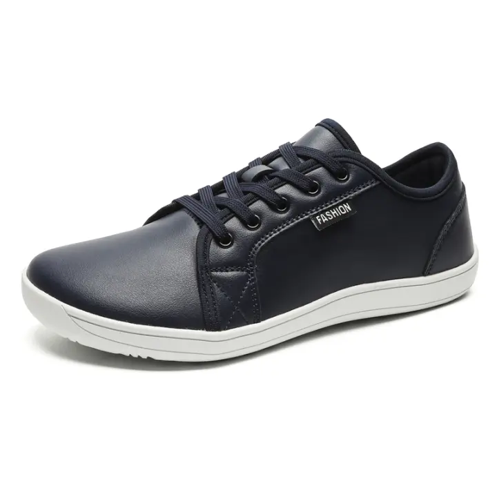 Zapatos cómodos minimalistas para hombres con punta ancha, descalzos, zapatos de caída cero, zapatillas de deporte unisex de cuero informales, zapatos ligeros para caminar - 1