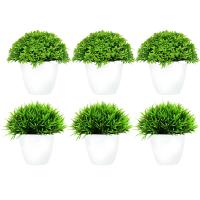 Plantas artificiales en maceta, bonsái verde, árbol pequeño, plantas de hierba, adorno en maceta, flores falsas para decoración del jardín del hogar, fiesta de boda - details 0