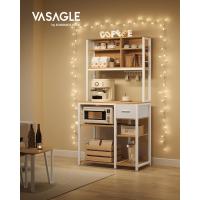 Estantería de Cocina con Multienchufe, Armario de Cocina con Estantes Ajustables, Cajón de Tela, 12 Ganchos, 40 x 100 x 180,4 cm, Estante de Microondas, Marrón Rústico y Negro - details 21