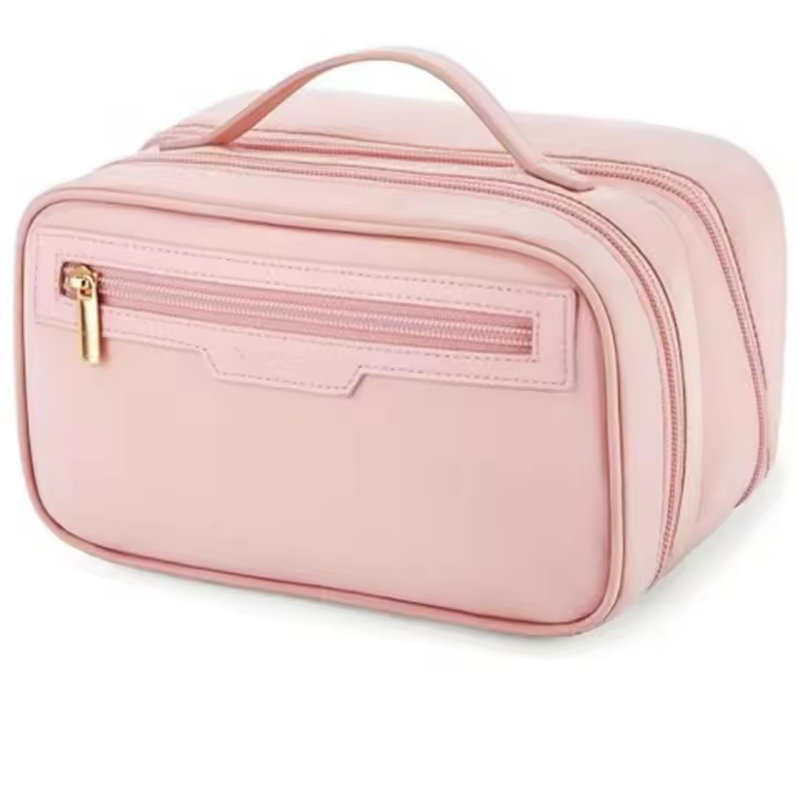 Bolsa de maquillaje de viaje de gran capacidad, organizador de maquillaje portátil de apertura ancha para mujer - 1