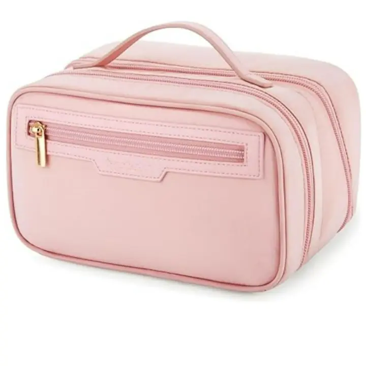Bolsa de maquillaje de viaje de gran capacidad, organizador de maquillaje portátil de apertura ancha para mujer - 1