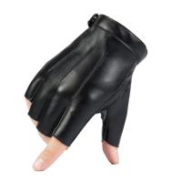 Guantes de cuero PU de medio dedo a la moda, manoplas sin dedos Punk para montar, guantes cortos negros para ciclismo para hombres y mujeres - details 3