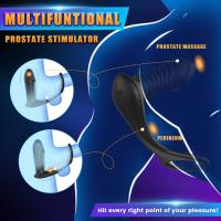 Vibrador de juguete sexual anal con anillo para pene grueso, 3 * 10 vibradores anales masajeadores de próstata telescópicos y vibratorios, tapón anal con forma de consolador de silicona, juguete gay para hombres, masturbación, control por aplicación - details 4