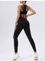 Conjunto de Yoga Deportivo con Cremallera de Cuello Alto Sin Mangas Talla Delgada Cinturón Elástico - details 14