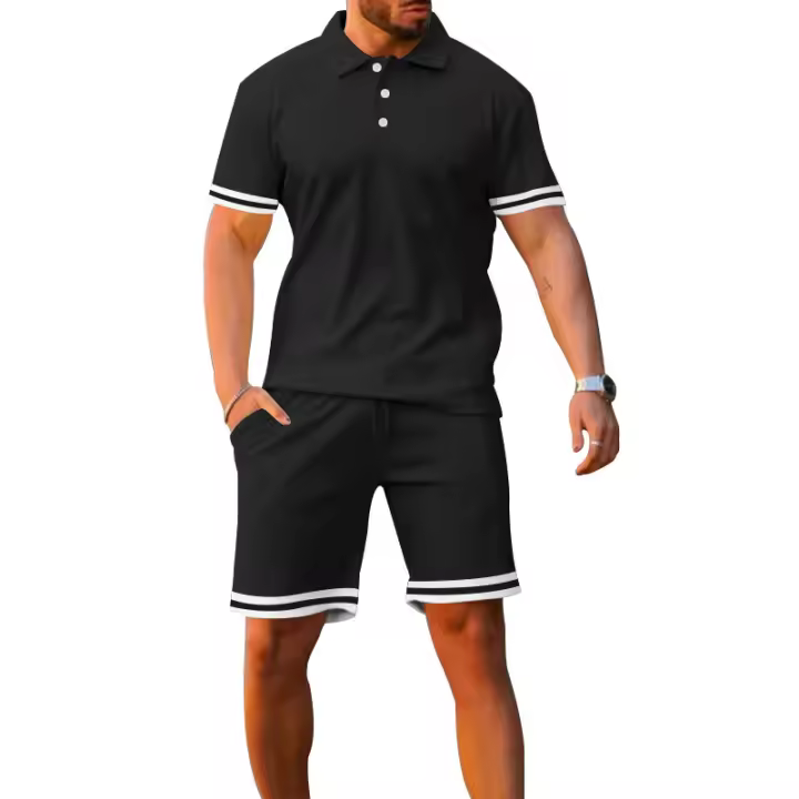 Conjunto deportivo informal de dos piezas de polo de manga corta y pantalones cortos para hombre, verano 2025 - 1