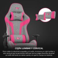 DR90 - Silla Gaming Profesional, Tejido Transpirable, reposabrazos 2D Acolchado, Base Nylon Reforzado, pistón Clase 4, cojín Lumbar y Cervical, Color Gris/Blanco - details 39