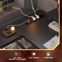 Forma de L con Tomas de Corriente y Luces LED, Escritorio Esquinero con Estantes, Reversible para Ordenador para el Hogar, Oficina, Dormitorio, Espacio Pequeño, 106,5 cm - details 12