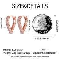 Pendientes redondos de circonio para mujer, colección de joyas geométricas, plata pura, oro rosa, accesorios de regalo - details 0
