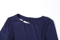 Vestido Largo de Gato Irregular con Estilo Casual Ajuste Delgado, Manga Abullonada, Cuello Redondo - details 7
