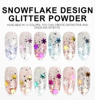 Polvo de Efectos de Uñas KADS Set de 12 Colores Glitter para Decoración de Uñas con Lánticas de Copos de Nieve Joyas de Manicura - details 0