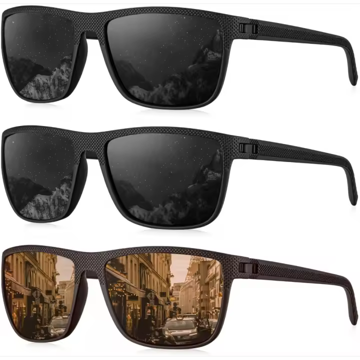 Juego de 3 Gafas de sol polarizadas para hombre, protección UV, aptas para conducir, pescar y jugar al golf - 1