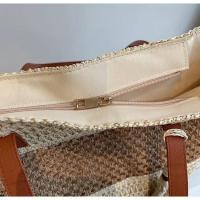 Bolso de hombro único de tejido hueco, nuevo bolso de moda con flecos, bolso de playa estilo vacaciones, bolso de paja de bloques de color - details 4
