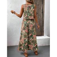 Conjunto de verano para mujer 2025 de dos piezas con estampado floral y camiseta sin mangas. - details 4