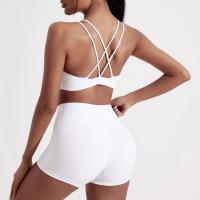 Sujetador deportivo cruzado de Color liso para mujer, Top deportivo ajustado suave de alta resistencia, ropa interior de entrenamiento integral para gimnasio y Yoga con almohadilla para el pecho - details 1