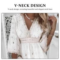 Vestido corto con cuello en V para mujer, prenda Sexy, elegante, holgada, a la moda, ideal para ir de compras y citas diarias - details 6