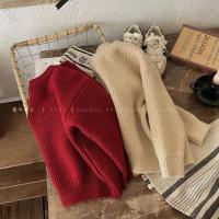 Suéter versátil para otoño e invierno, ajuste holgado para niños y niñas, jersey cálido y grueso de color sólido, suéter para niños, - details 9