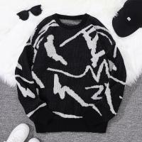 Nuevo Popular primavera otoño Graffiti Jacquard patrón suéter Casual cuello redondo contraste Color tejido jersey de los hombres - details 9