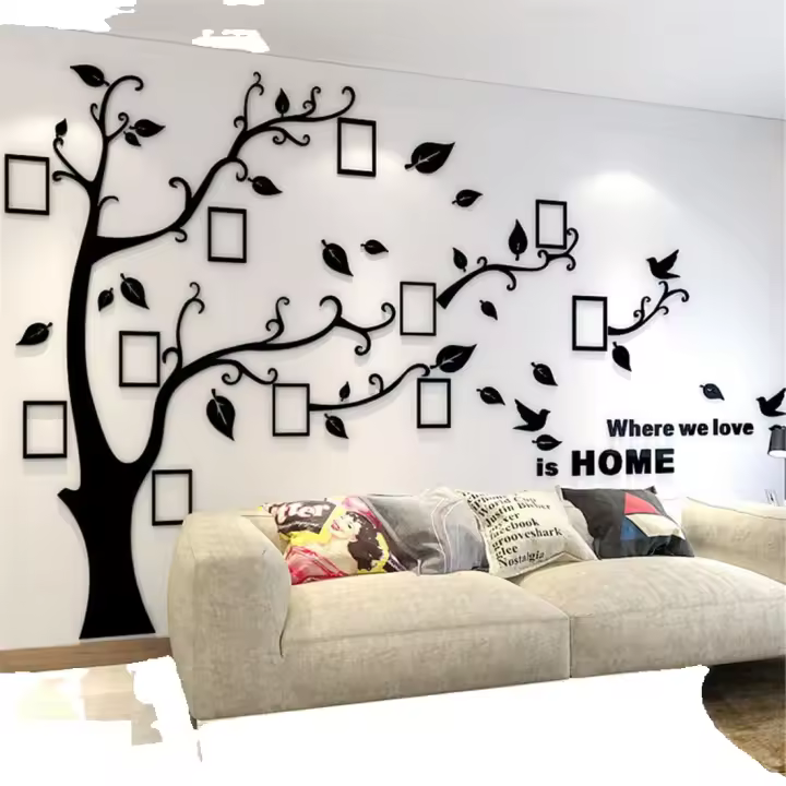 Pegatinas de Pared de Árbol 3D Marco de Foto de Familia DIY Decoración de Oficina, Dormitorio, Sala de Estar Iluminación y Decoración - 1