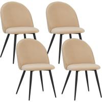 Juego de 4 sillas de comedor con funda de terciopelo, color beige - Diseño vintage elegante, funda de terciopelo, silla tapizada con certificado SGS - Silla moderna de cocina - details 0