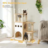 Árbol de madera para gatos, rascador para uso en interiores con poste rascador, accesorios para gatos y condominio - details 8
