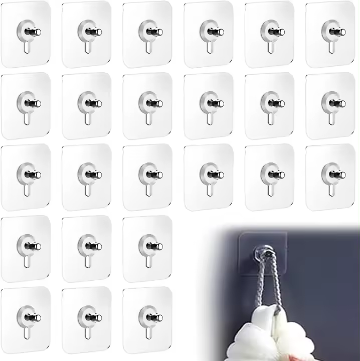 20 piezas de clavos adhesivos sin tornillos, clavos para colgar autoadhesivos no perforados, ganchos adhesivos, ganchos de pared sin clavos, pegatinas para uñas con ganchos de pared pesados - 1