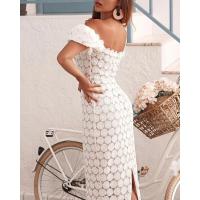 Nueva falda de viajero de estilo de encaje a la moda, vestido de longitud media envolvente en el pecho de Color sólido con cintura media de tres colores - details 12