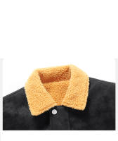 Chaqueta de Cuero para Hombre, Estilo Retro, Forro Polar Sólido, Abrigo Cálido, Nuevo, Cómodo, Informal, con Solapa, Parka de Invierno, Moda Sencilla, Gruesa - details 7