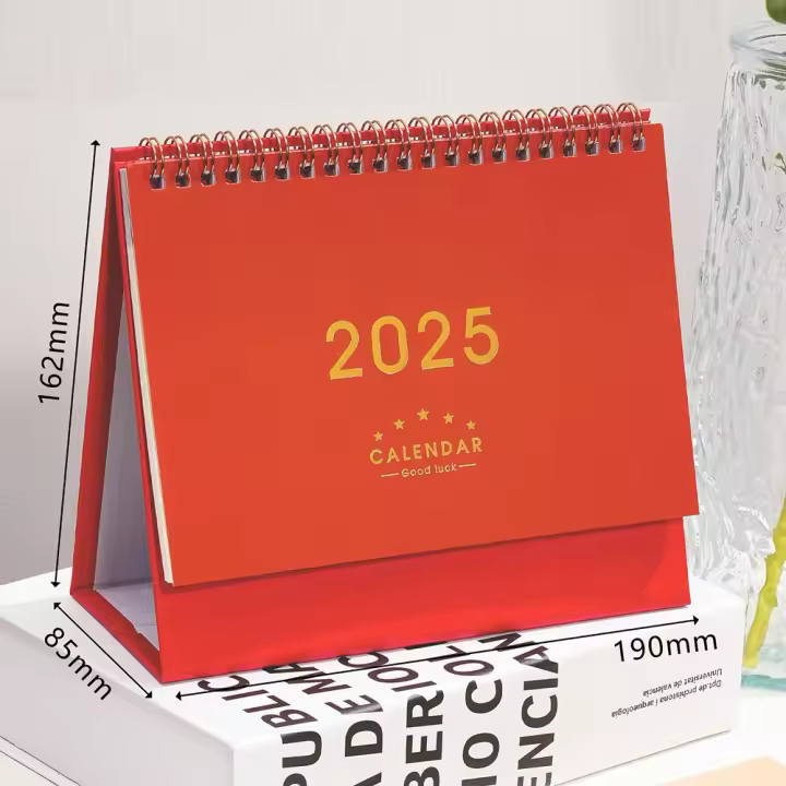 Calendario de escritorio en espiral Simple 2025, calendario de mesa mensual diario, calendario de escritorio, organizador de Agenda con tapa de pie, regalos - 1