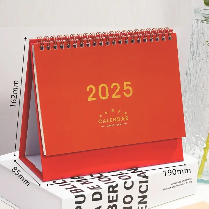 Calendario de escritorio en espiral Simple 2025, calendario de mesa mensual diario, calendario de escritorio, organizador de Agenda con tapa de pie, regalos - 1