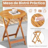 Muebles de Exterior de Madera de Acacia Conjunto de Mesa y Sillas Plegables con Cojines Acolchados Removibles Ideal para Patio Jardín Veranda Balcón (Beige) - details 5