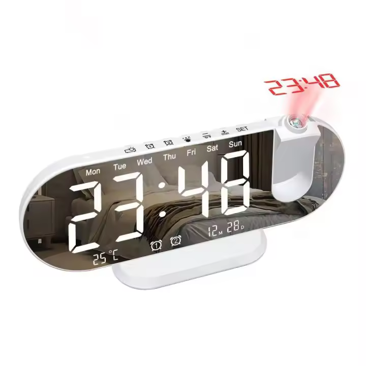 Reloj despertador Digital LED de mesa, relojes electrónicos de escritorio, despertador USB, Radio FM, proyector de tiempo, función de repetición - 1