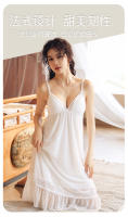 Sexy hilo de malla nuevo camisón para el hogar Conjunto de tirantes franceses pijamas con pechos pequeños y almohadillas grandes para el pecho - details 11