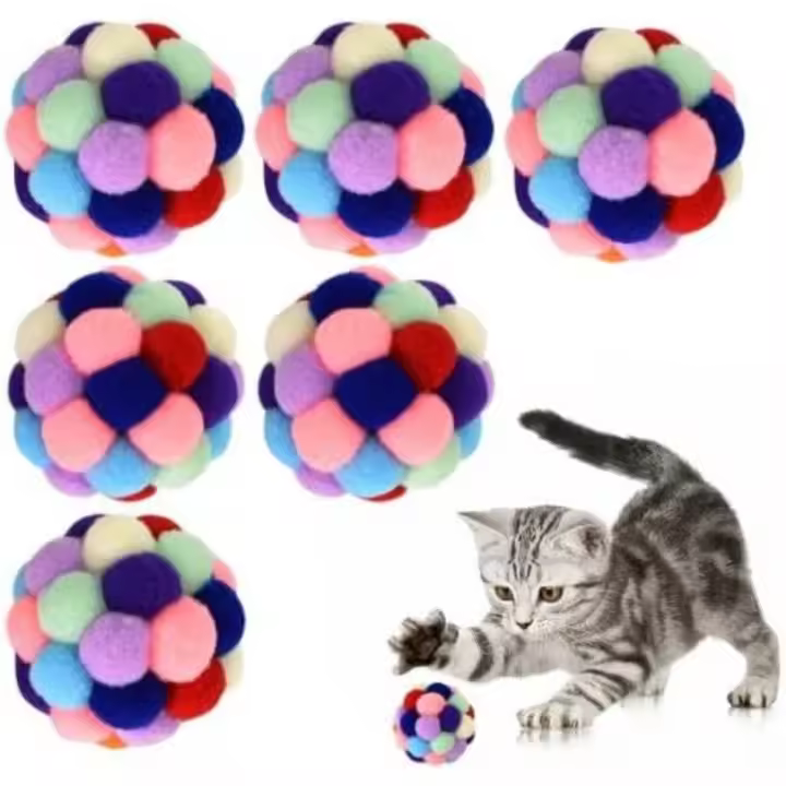 Pelota Suave para Gatos con Campana Juguete Colorido para Mascotas Ideal para Hacer Ejercicio y Rascar - 1