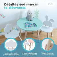 Conjunto de Mesa Redonda y Dos Sillas. Robusto diseño en Madera de Pino. Ideal para Juegos - details 1