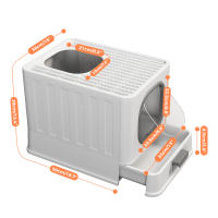 Caja de Arena Plegable Grande con Tapa, cajón y Pala para Gatos, Diseño de Diamante, Fácil de usar - details 0