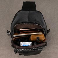 Bolso de pecho de cuero de vaca suave para hombres, paquete de pecho de cuero genuino, bandolera pequeña, bolso antirrobo, café - details 51
