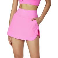 Shorts deportivos de cintura alta con cintura elástica, diseño sólido, falda para fitness, yoga, tenis y golf - details 2