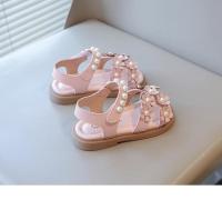 Sandalias florales para niñas pequeñas con cuentas, zapatos dulces de princesa de verano para niños, punta abierta, antideslizantes, talla 21-30, gancho y bucle, - details 9