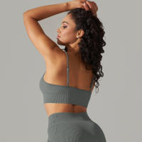 Hamidou-Sujetador deportivo Sexy para mujer, ropa interior deportiva a prueba de golpes, almohadilla extraíble para el pecho, para gimnasio, entrenamiento, Fitness, correr, Tops de realce - details 15