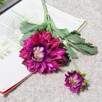 Crisantemo Artificial de 2 cabezas, flor de Dalia de simulación elegante hecha a mano, flor de crisantemo de seda de tacto Real realista - details 18