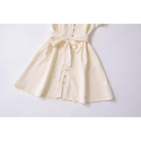 Vestido casual de verano para mujer, con botones, cinturón, manga corta, cuello de solapa, línea A, mini, para oficina. - details 3