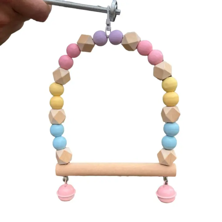 Jaula de juguete antideslizante para loros, columpio colgante respetuoso con el medio ambiente, columpio para pájaros, soporte de entrenamiento Natural, cacatúa - 1