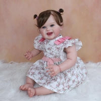 Juguete de bebé Reborn de silicona con piel de pintura 3D para niña, muñeca de Arte de princesa sonriente realista de 55 CM con vena, colección de casa de juegos - details 6