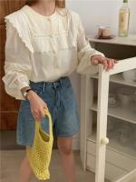 Blusa de verano para mujer, camisa de primavera, blusa para mujer, Blusas largas de gasa, informales, elegantes, Vintage, de manga larga, holgada de gran tamaño, blanca - details 26
