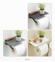 Portarrollos de papel higiénico de madera para baño, montado en la pared, para teléfono y toallas - details 4