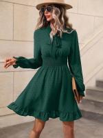 Vestido Midi de manga larga con cuello en V para mujer, elegante y bonito, a la moda, Color sólido, de lujo - details 8