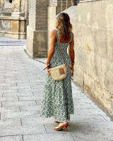 Vestido estampado de alta gama, estilo puro lujuria, falda con tirantes florales retro - details 19