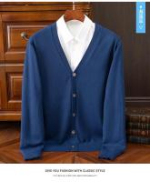 Cardigan de Punto para Hombres Vestido Suelto de Una Botónada con Cuello en V Color Sólido - details 30